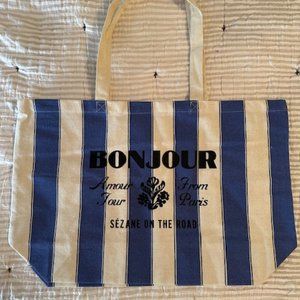 Sezane Tote Bag - Bonjour Amour Tour - Paris Blue Stripe